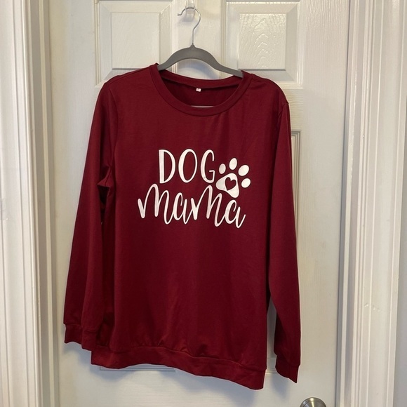 Le Lis Tops - DOG MAMA Burgundy light weight Sweatshirt size L